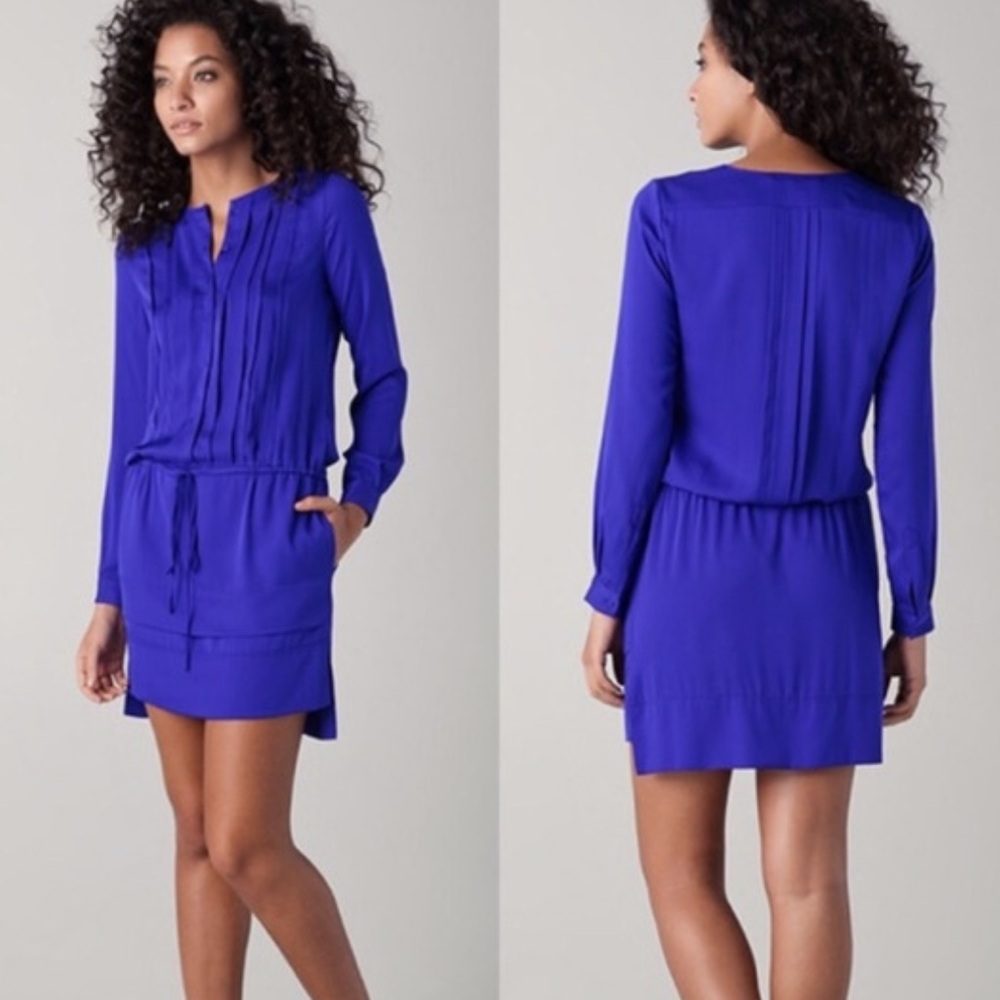 Diane Von Furstenberg Electric Blue Long-Sleeve Mini Dress